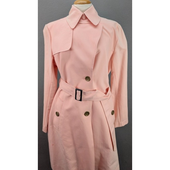 Vintage Seven City Women's L Belted Rain Trench‎ Coat Old Money Pastel Pink NWT - Picture 3 of 16